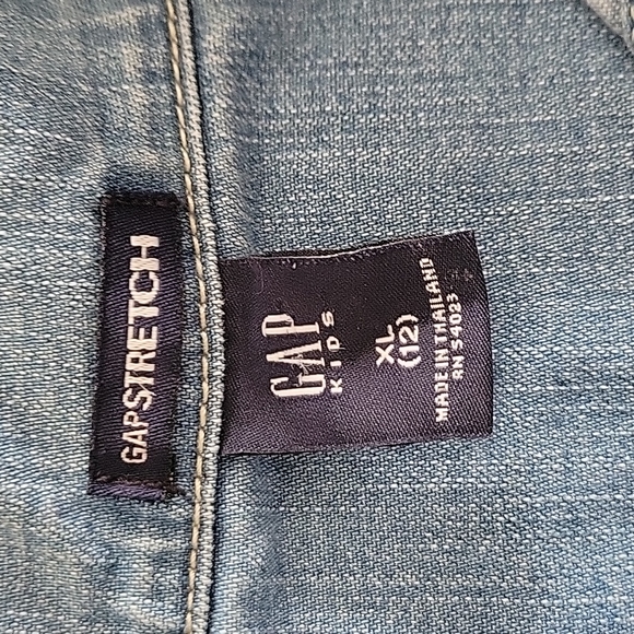 HP 😊 Vtg Girl's Gap Kids Confetti Pink Trim Blue Jean Jacket Sz XL 12 - Picture 3 of 6